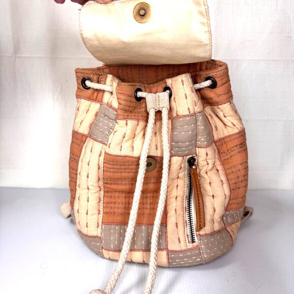 UNIVERSAL THREAD Mini Backpack Quilted Patchwork Neutral Boho Festival Farmhouse - Picture 2 of 7